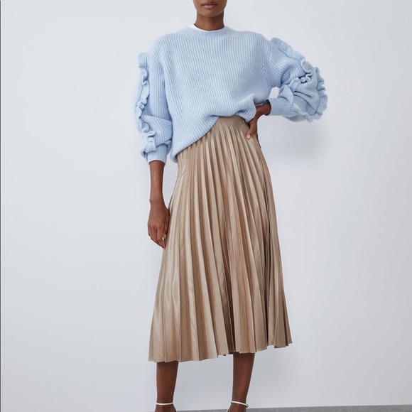 satin pleated skirt zara